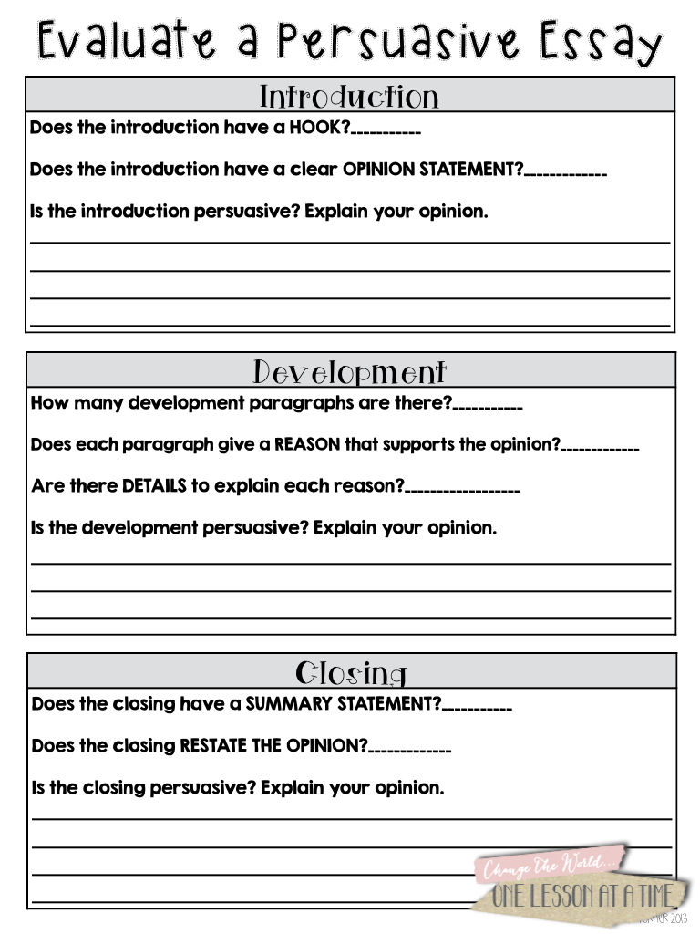 Persuassive essay grapic organizer